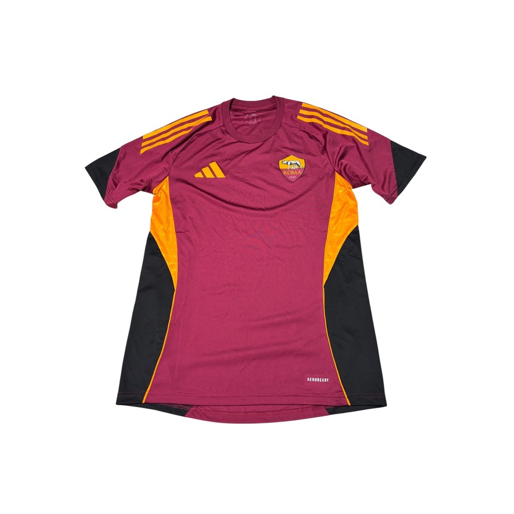 Adidas AS Roma Aeroready Training Jersey Slim Fit Burgundy Orange Mens Small